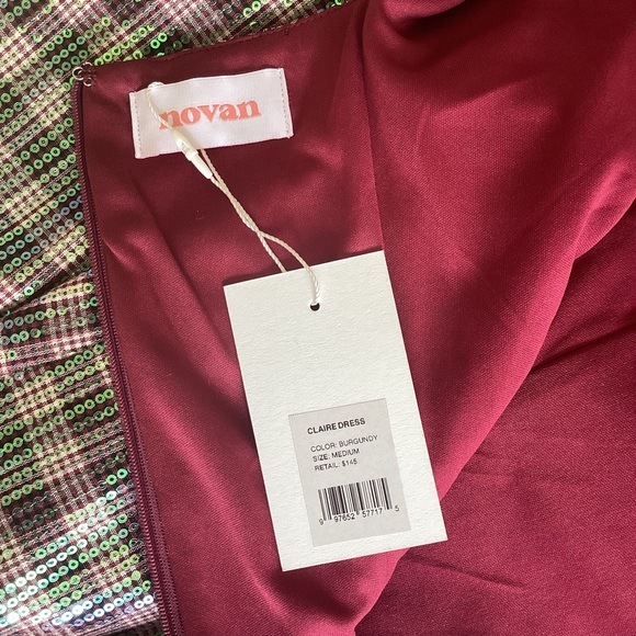 Novan Burgundy Sequins Long Sleeve. Claire  Mini Dress NWT SZ M - Picture 5 of 6